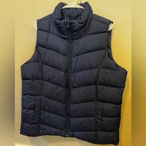 Womens Lands End Hyperdry 600 Fill Quilted Blue Down Puffer Vest